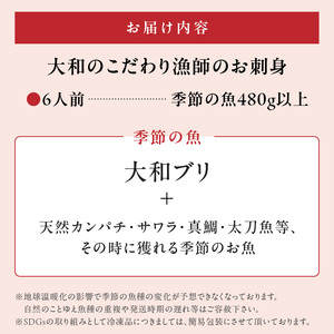 【単月お届け】大和海商 大和のこだわり漁師のお刺身6人前【冷蔵】 N072-YA5531-1