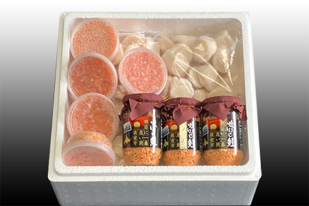 ほたて貝柱500g×5P、いくら醤油漬け100g×5P、鮭フレーク150g×3瓶 E-70004