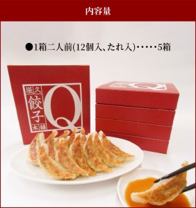 堀久餃子本舗冷凍生餃子5箱パック 幻の餃子 生餃子  バームクーヘン豚 藏尾ポーク BH-0005