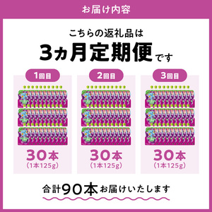 【定期便】 ミニッツメイドぷるんぷるんQoo ぶどう　3ヵ月お届け　125g 30本 パウチ ジュース 凍らせてもおいしい ゼリー 保存料不使用 合成着色料不使用 飲料 グレープ コカ・コーラ おやつ カルシウム 鉄分 ビタミンD 子供 ヘルシー ピクニック 遠足 滋賀県 守山市 送料無料 BB-0041