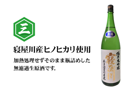 純米大吟醸 寝屋川 無濾過生原酒 一升瓶2本セット [1384]