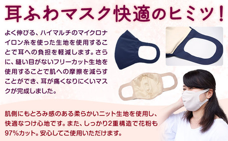 耳ふわマスク 【カラー:ネイビー】【サイズ:L～LL】《90日以内に出荷予定(土日祝除く)》 和歌山県 紀の川市 トップマン工業株式会社