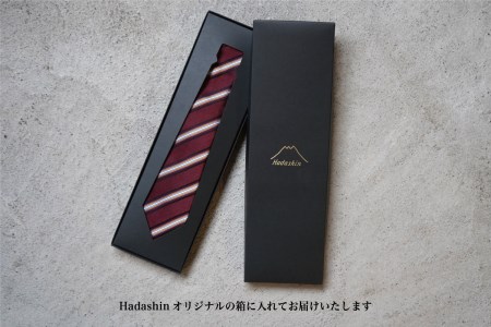 【Hadashin】トップ糸ネクタイストライプ (ワイン)　ネクタイ シルク プレゼント フォーマル ビジネス