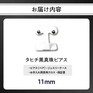 タヒチ黒真珠ピアス 真珠11mm 14Kホワイトゴールド R14116