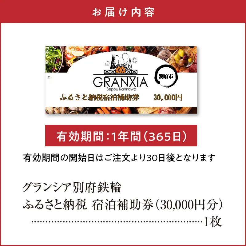 グランシア別府鉄輪　ふるさと納税宿泊補助券（30,000円分）_B050-001