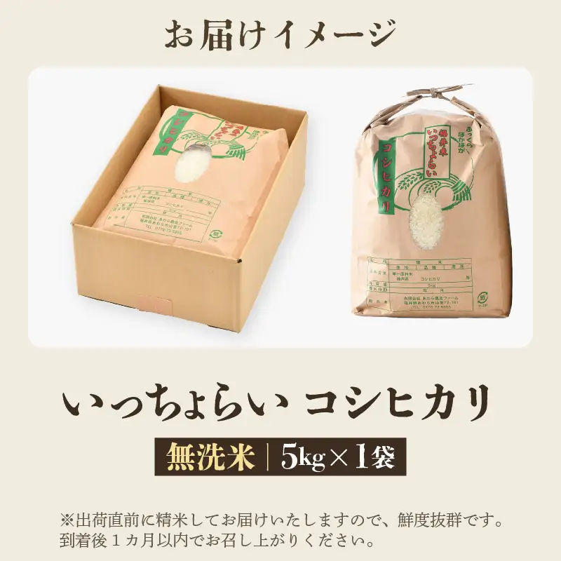 【先行予約】【令和8年産・新米】【一等米】いっちょらい 無洗米 5kg ／ 福井県産 ブランド米 コシヒカリ ご飯 白米 新鮮 大賞 受賞 ※2026年9月下旬以降順次発送予定 [aw012-a031]