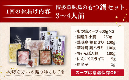 【全12回定期便】博多 華味鳥 水たき &  もつ鍋 セット (各 3-4人前)《糸島》【トリゼンフーズ】 [AIB016]