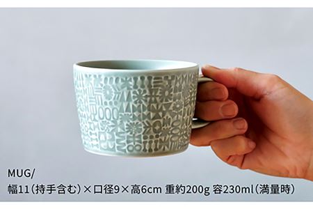 【波佐見焼】PATTERNED PLATE・MUG ペア 4点セット squall gray＋morning mist 食器 皿 【BIRDS’ WORDS】 [CF006] 波佐見焼