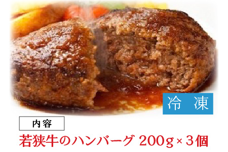 若狭牛の極上ハンバーグ 200g × 3個【B-1802】