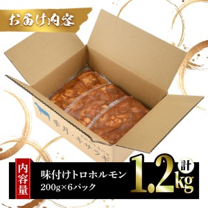味付け トロホルモン 計1.2kg 200g 6パック 国産 焼肉 絶品 特Ａランク ホルモン ホルモン焼き 牛肉【m25-07】【有限会社Two Village】