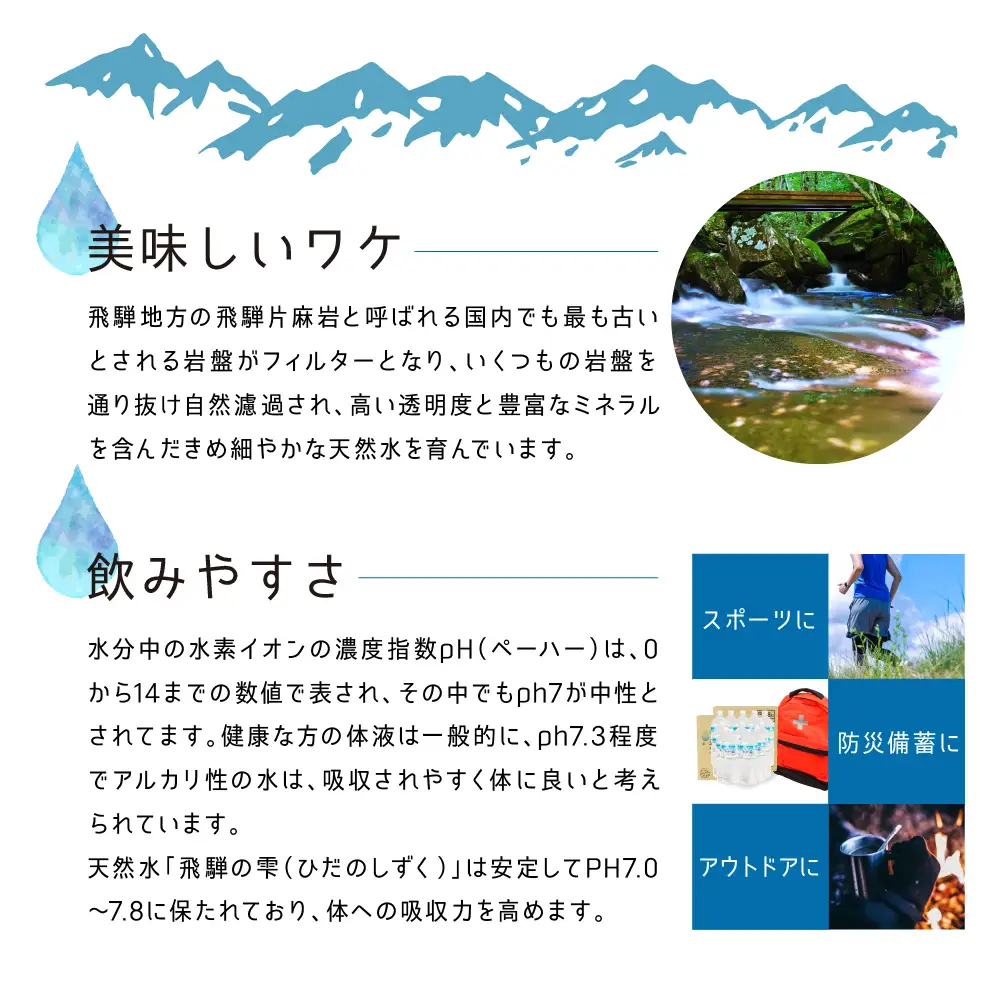 定期便 6か月 天然水 飛騨の雫 500ml×48本 (2ケース) | 定期便 JS102