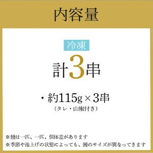 幻の国産ブランド鰻　共水うなぎのかば焼き　3串（約115g×3）タレ・山椒付き　極上の甘みとうまみ、ふっくらとした食感【鰻 魚介類 水産 食品 人気 おすすめ 】