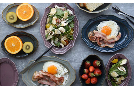 【美濃焼】fiorire-フィオリーレ- オーバルベーカー Sサイズ 3枚セット（Burgundy×iceblue×indigoblue）【Felice-フェリーチェ-藤田陶器】 食器 楕円皿 パスタ皿 ケーキ皿 写真映え おしゃれ [MBX011]