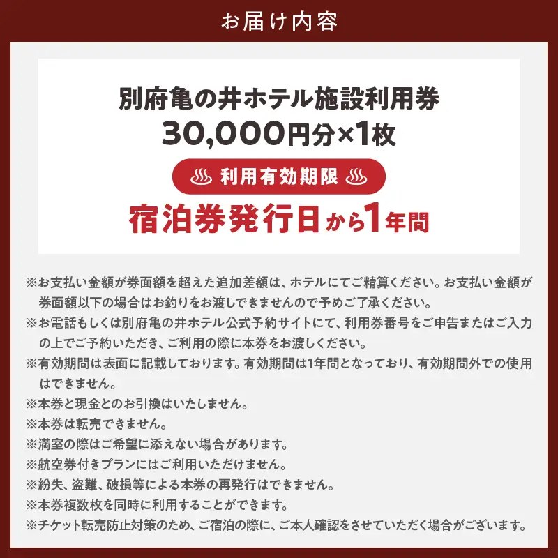 別府亀の井ホテル施設利用券(30,000円分)_B014-006