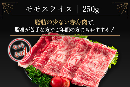 ＜肉質等級4等級＞宮崎牛 4種 食べ比べ スライス セット（各250g×4パック）合計1kg 国産 肉 牛肉 ご飯 おかず【D118-2510-90】