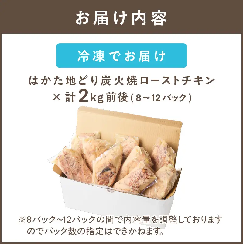 無添加・手焼き はかた地どり炭火焼ローストチキン 計2kg前後(8～12パック)【A9-014】