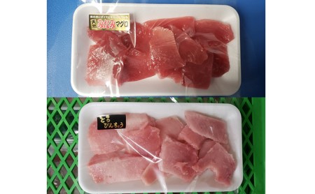 【定期便3回】天然南まぐろ 赤身 切落し＆ 脂びん長まぐろ 切落し【配送不可：離島】 魚貝類 鮪 マグロ 