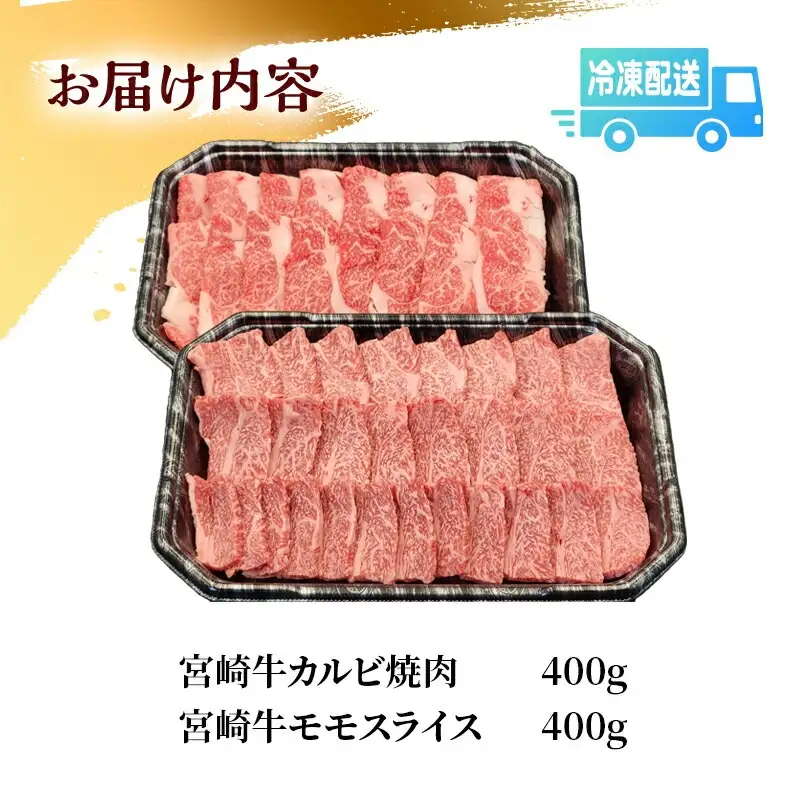 牛肉 モモスライス 牛肉[宮崎牛 カルビ焼肉 セット 800g]