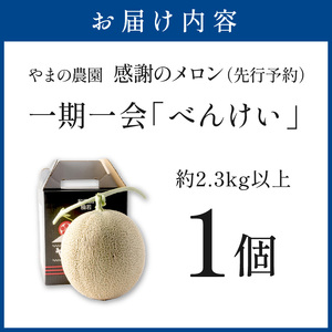 【0926-3】やまの農園 感謝のメロン～一期一会「べんけい」～1玉≪先行予約≫【2026年7月中旬より順次発送予定】