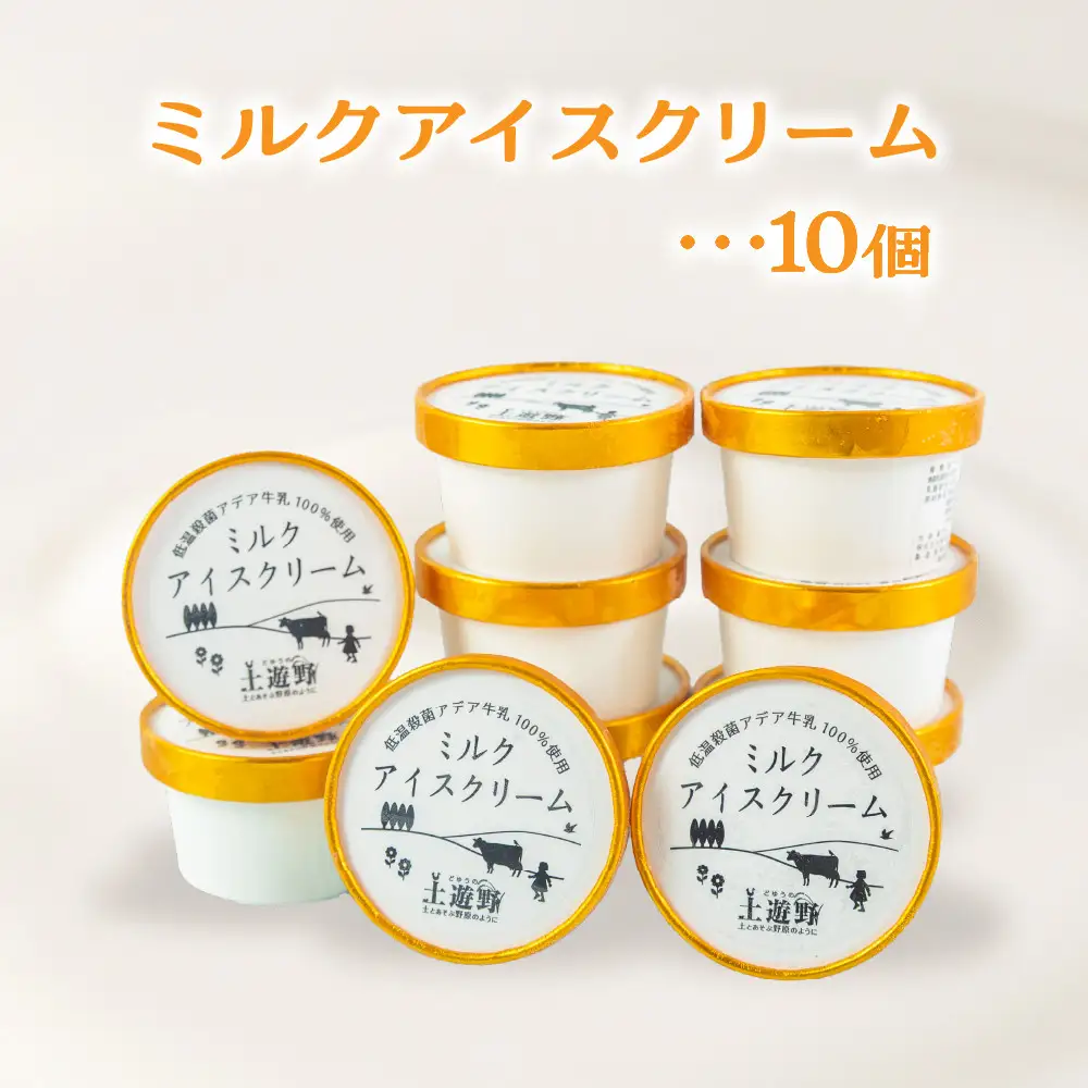 低温殺菌アデア牛乳100%のミルクアイスクリーム10個入り