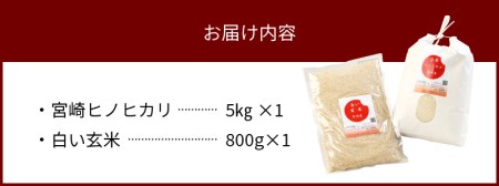 宮崎ヒノヒカリ延岡産白米と白い玄米セット合計5.8㎏ N0149-YC090