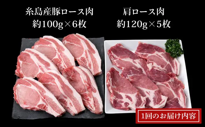 【全6回定期便】糸島豚ロース肉6枚 肩ロースカツ5枚 合計11枚セット 糸島市/糸島ミートデリ工房[ACA230]