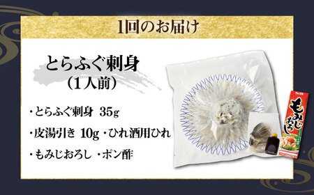 【全3回定期便】壱岐産 とらふぐ 刺身 1人前（皮・ヒレ付）[JDT021]