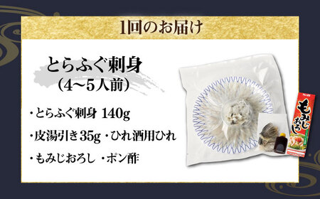 【全12回定期便】壱岐産 とらふぐ 刺身 4から5人前（皮・ヒレ付）[JDT029]