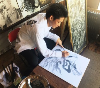 現代水墨画家 絵師白道 作「一筆金福龍」｜絵画 アート インテリア 手描き [0624]