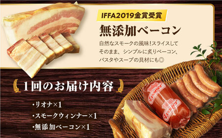 【3点×12回定期便】ハムセット おためし 3品 [EAM052] 国産ハム ベーコン ブロック  ハム詰合せ 無添加 金賞 定期便