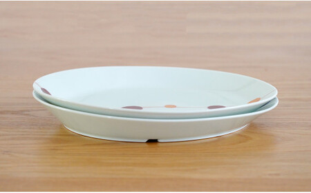 有田焼 藍土オリジナルオーバルプレート/青玉・赤玉ペアセット【藍土】 35000円 3.5万円 A35-424