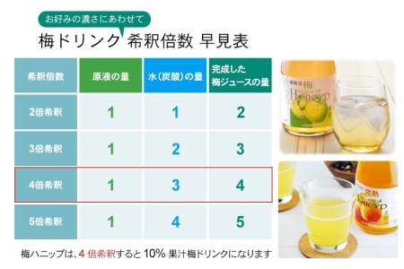 希釈用梅ドリンク 梅ハニップ 完熟梅ハニップ 各3本セット 【prm022B】