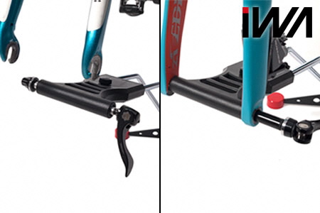 [バイクスタンド／赤] スポーツバイクの保管と整備がこれ一台 スルーアクスル・ディスクブレーキ対応「iWA1」＆前輪を外して整備できる「フォークサポート」セット【0422】