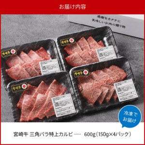 宮崎牛 特上カルビ焼肉用(三角バラ)600g N0140-YB829