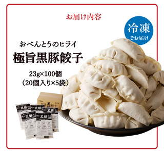 極旨黒豚餃子_極旨黒豚餃子 （23g×20 個）×5 袋 餃子 100個 三桃食品 おべんとうのヒライ 鹿児島県産 黒豚 肉 豚肉 国産 極旨 黒豚餃子 食品 食べ物 おかず おつまみ 水餃子 揚げ餃子 冷凍 簡単調理 カリカリ もっちり 福岡 久留米 お取り寄せ お取り寄せグルメ 送料無料 〔Cx221〕