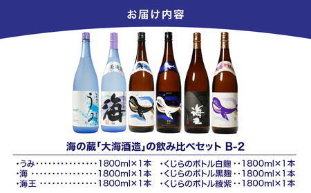 【 超特急便 】1797 海の蔵「 大海酒造 」の 飲み比べ セット！B-2（ 合計6本 ） KN043-003-02 酒 スピード配送 最短 すぐ届く お急ぎ