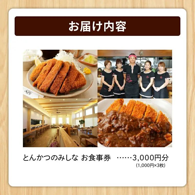 とんかつのみしな お食事券 【 トンカツ 豚肉 ロース ヒレカツ 定食 とんかつの名店 北海道 清水町  】_S011-0005