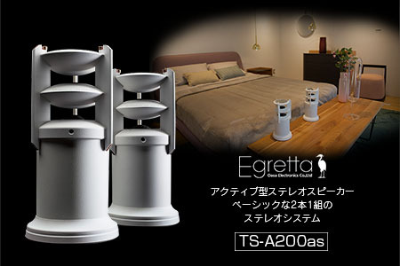 スピーカー オーディオ 全方位 無指向性 Egretta エグレッタ TS-A200as ハイレゾ ステレオスピーカー デスクトップサイズ オオアサ電子 アンプ搭載 2本1組_OE025_002