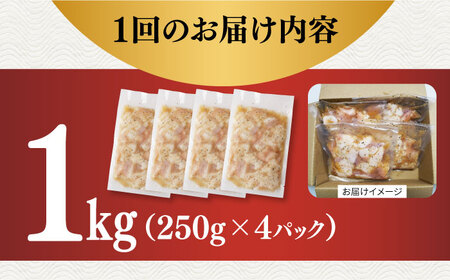 【全3回定期便】【塩だれ】厳選 九州産和牛 ホルモン 小腸 1kg（250g×4袋） 長与町/岩永ホルモン [EAX109]国産 牛肉 小分け 味付き 冷凍 焼肉