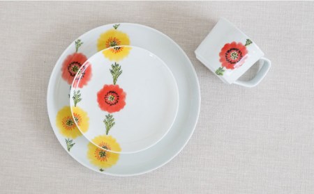 【波佐見焼】フローラル プレート （21cm・15cm）・マグカップ 3点セット 食器 皿 【Cheer house】 [AC118] 波佐見焼