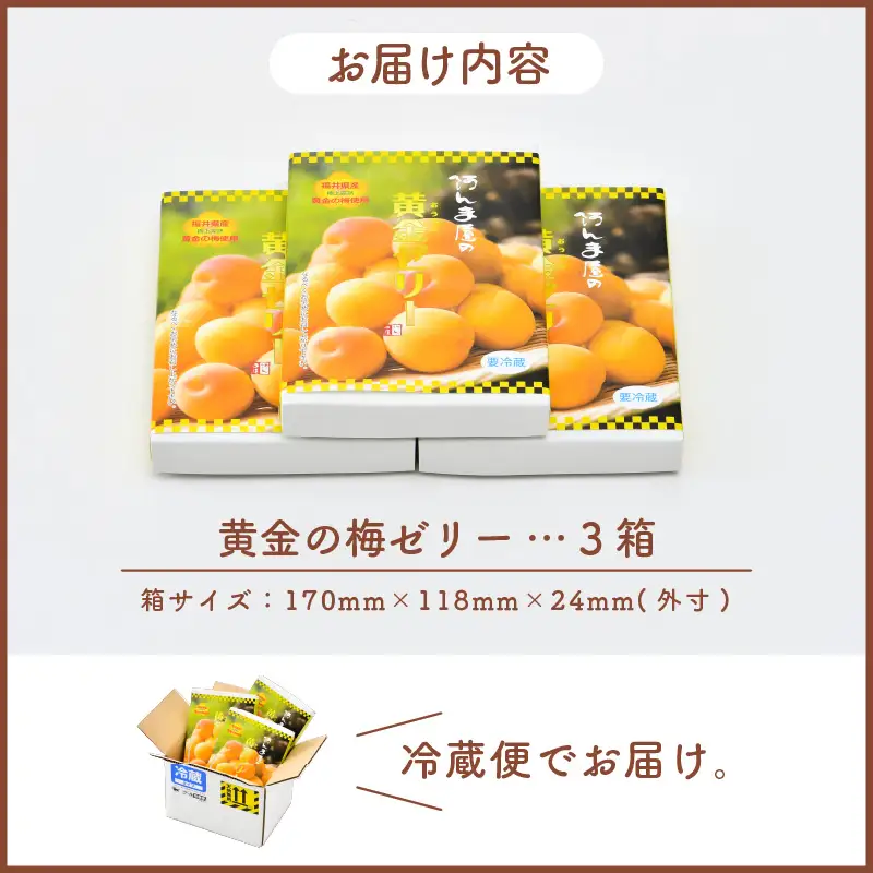 【2026年6月上旬以降発送】 夏の水羊羹！「黄金ゼリー」 250g × 3箱（計750g）  白餡と「黄金梅」ピューレ [e07-a015]