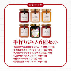 【アンダンテ】産地にこだわった美味しい ノンシュガー手作りジャム6種セット（6瓶入）_ノンシュガー 手作り ジャム コンフィチュール 6種 セット いちご 桃 オレンジ ライム いちじく ベリー トマト フルーツ 瓶詰め おなかにやさしい 虫歯になりにくい イソマルオリゴ糖 フラクトオリゴ糖 砂糖不使用 久留米市 福岡 お取り寄せ 送料無料 〔Ca016〕