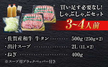 佐賀産和牛 牛タンしゃぶしゃぶセット 500g 牛たん たん[FCJ058]