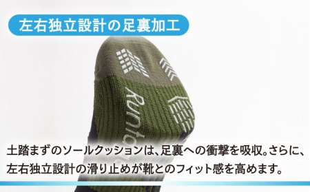 【25-27cm】Runtage 着圧ゴルフソックス アスリートラウンドPRO 先丸タイプ＜ライトグレー＞【イイダ靴下株式会社】[HBB007] スポーツウェア ゴルフ ソックス ランニング 運動用