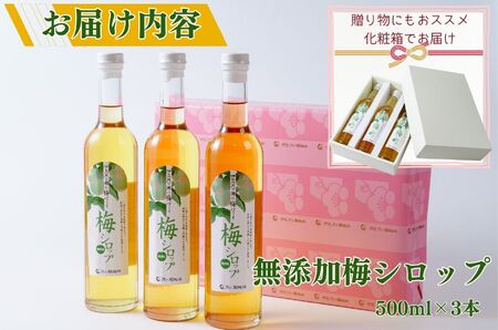 梅シロップ500ml×３本（化粧箱・ラッピング込み）セット　015-001