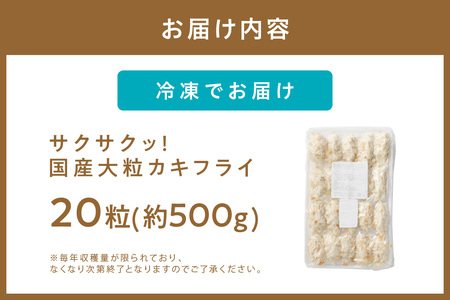 サクサクッ!　国産大粒カキフライ20粒 牡蠣 カキフライ 国産 冷凍 揚げ物【001-0066】