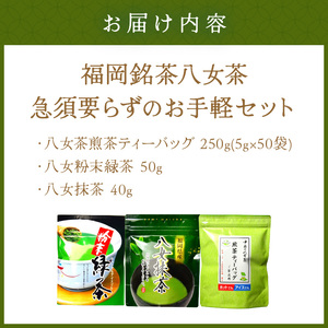 福岡銘茶八女茶　急須要らずのお手軽セット お茶 緑茶 お茶【001-0088】
