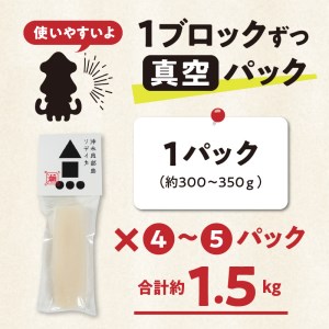 冷凍保存Ｏk！エメラルドブルーの美しい海で育ったおいしいソデイカ冷凍ブロック1.5キロ（4～5人前）！ W022-029u 魚 冷凍 イカ 加工品
