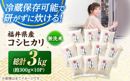 【令和7年産】無洗米 福井県産こしひかり 300g(約2合) × 10パック 計3kg  小浜市 / シマダ農園 [BFAV003] 