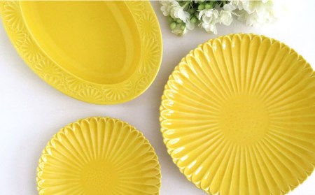 【波佐見焼】マリーゴールド プレート M  イエロー 2枚セット ケーキ皿 取り皿 食器 皿 【翔芳窯】 [FE118]  波佐見焼